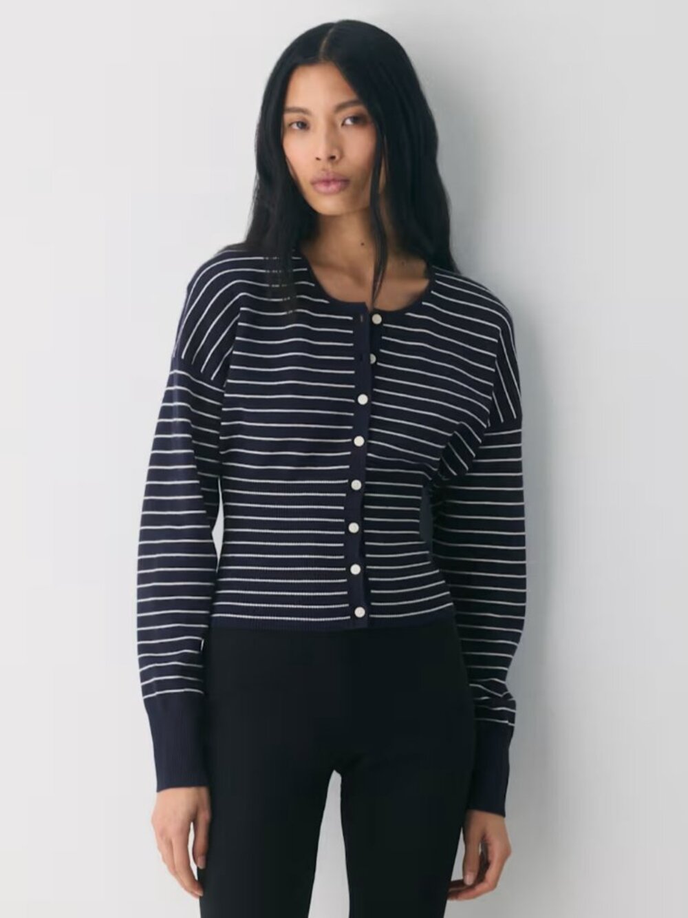 NWT Aritzia WILFRED Golightly Cardigan Admiral/Light Birch M